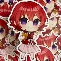 Red Haired Princess with Taiyaki Ice Cream Full Body Sticker